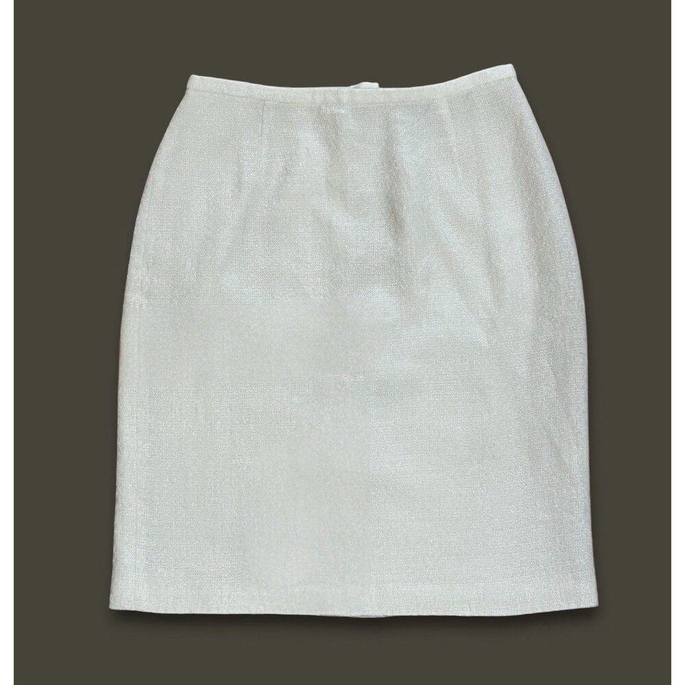 Vintage S. Nemeroff Woven Wool Blend Skirt w/ Silk Lining Ladies Size 8 Ivory